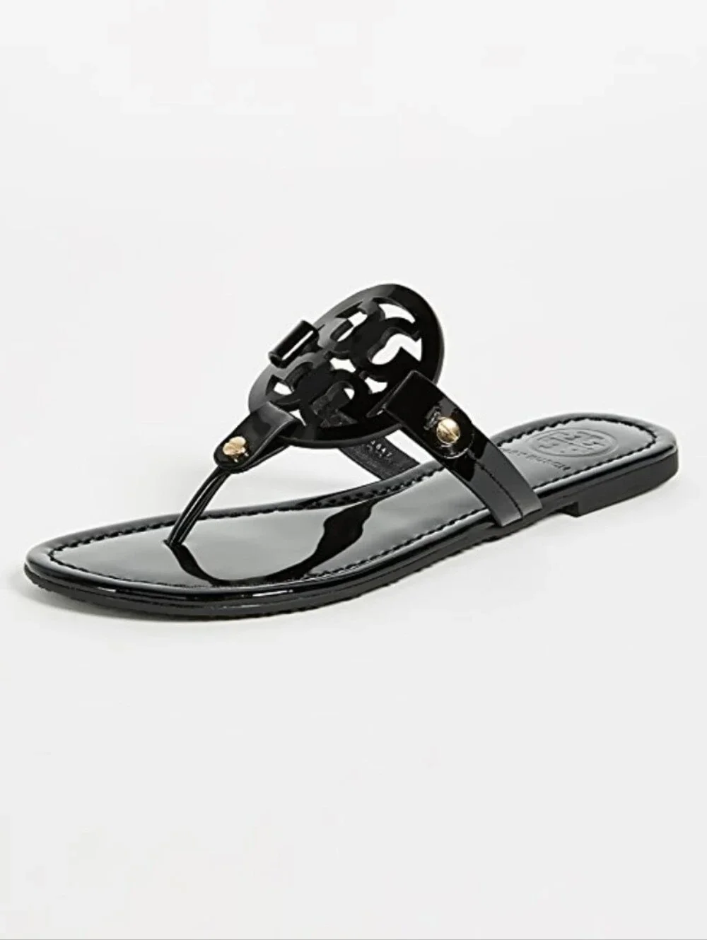 Tory Burch Miller Black Patent Leather Sandals Size 11